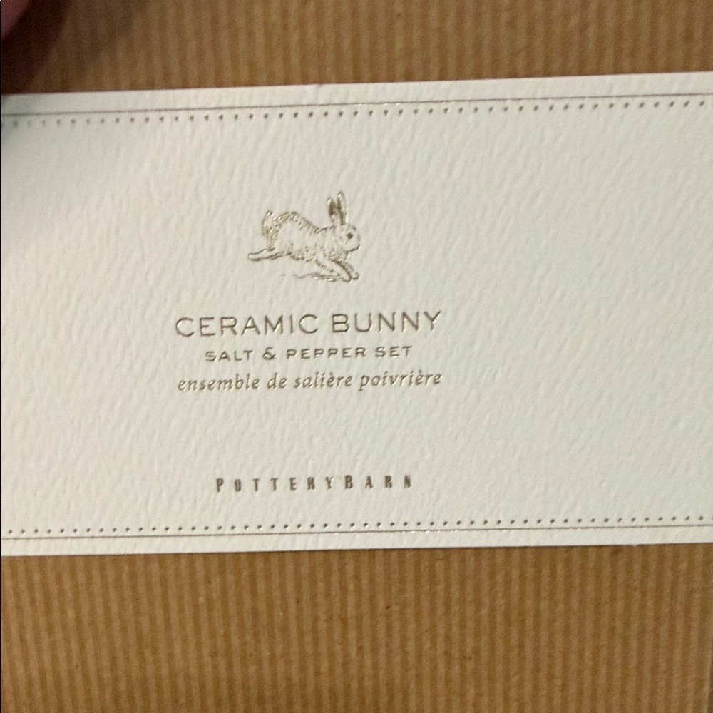 Pottery Barn  Glossy White Ceramic Bunny Salt and Pepper Set NEW - Picture 4 of 4